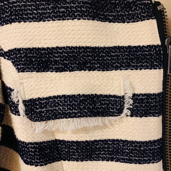 HALOGEN Navy Blue & White Striped Blazer Jacket - Picture 3 of 5